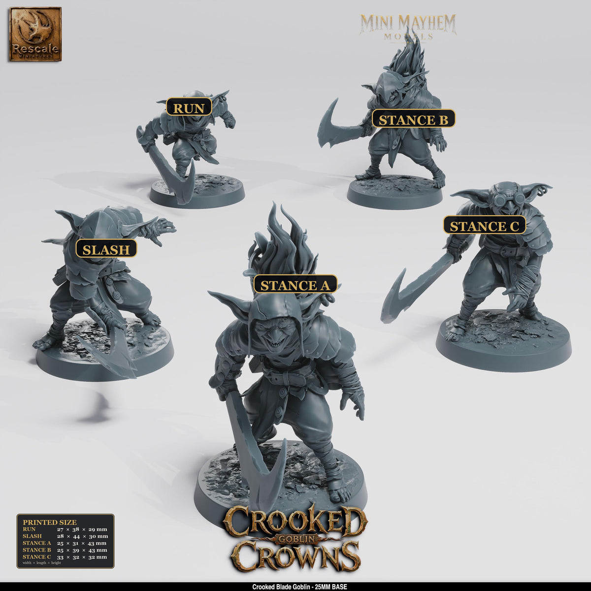 Crooked Blade Goblin Sword | Option: Run | front | DND miniature  Rescale Miniatures