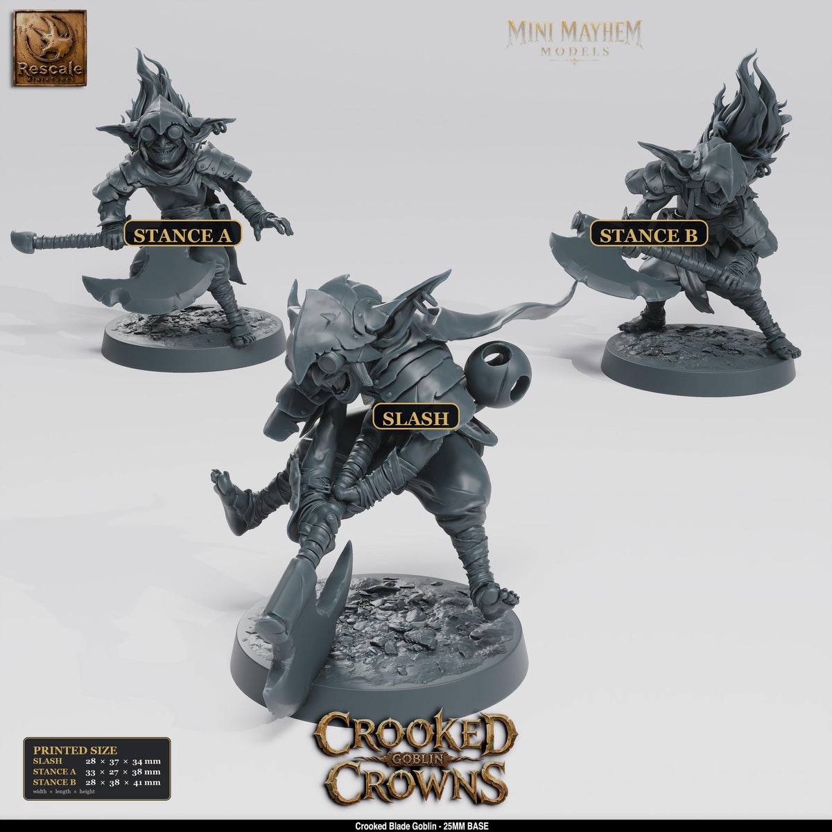 Crooked Blade Goblin Axe | Option: Slash | front | DND miniature  Rescale Miniatures