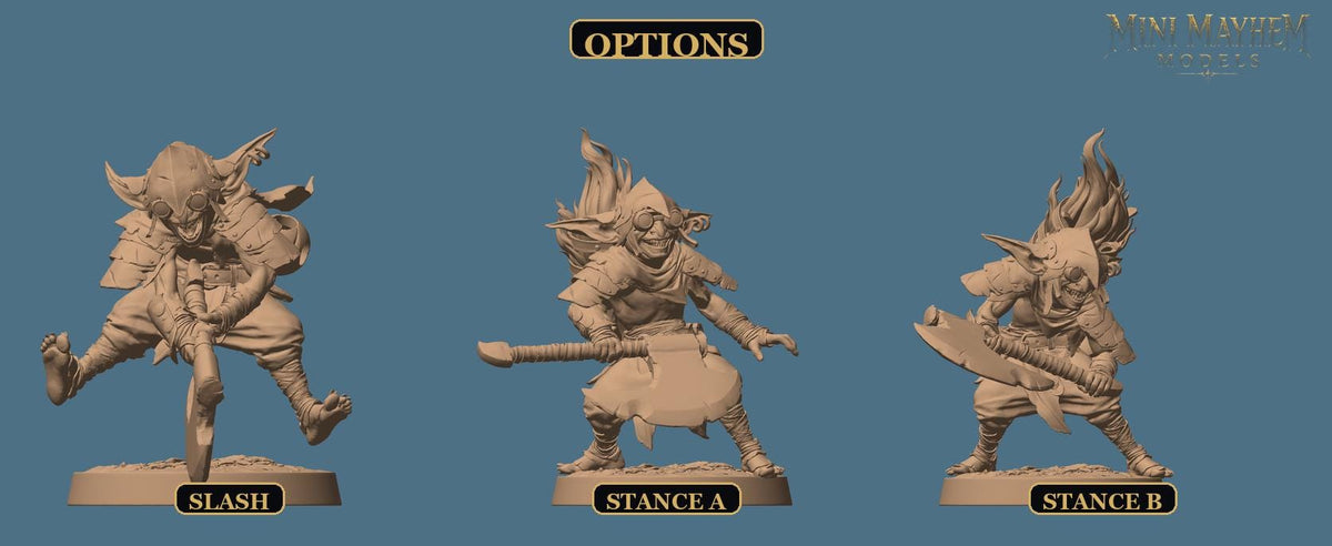 Crooked Blade Goblin Axe | Option: Stance A | front | DND miniature  Rescale Miniatures