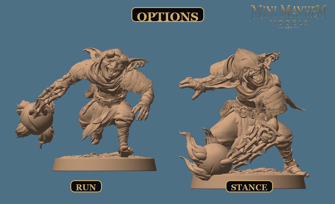 Crooked Blade Goblin Fireball | Option: Run | front | DND miniature  Rescale Miniatures