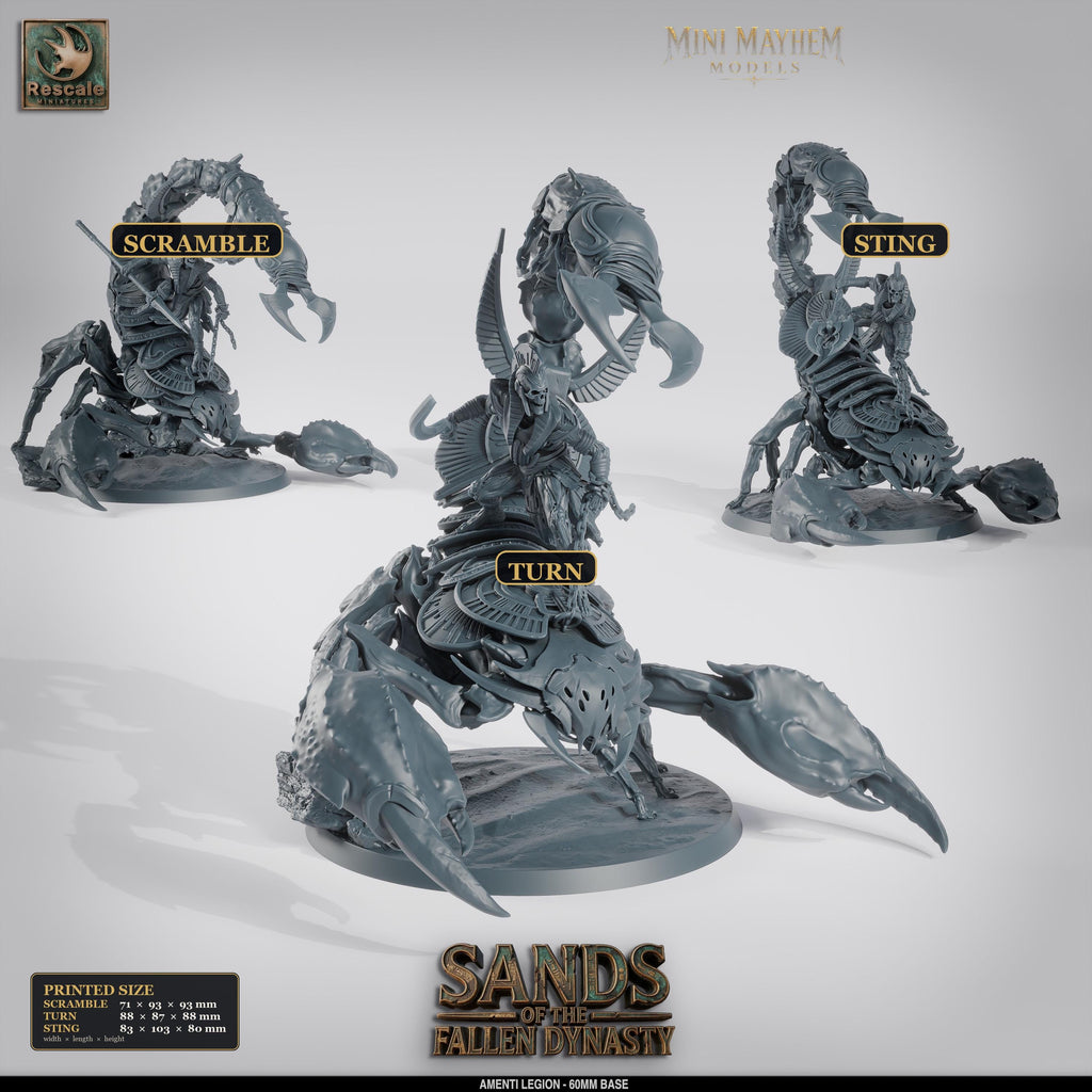 Amenti Legion Scorpion Scramble Turn Sting | Option: Scramble Mount | front | DND miniature  Rescale Miniatures