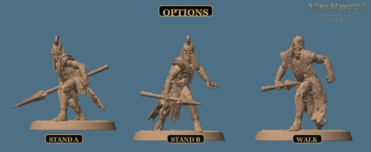 Undead Legion Spearman Sands Dynasty | Option: Stand B | front | DND miniature  Rescale Miniatures