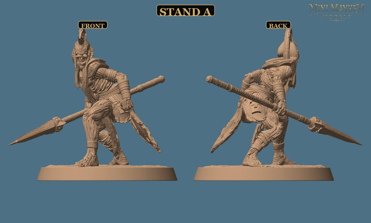 Undead Legion Spearman Sands Dynasty | Option: Walk | front | DND miniature  Rescale Miniatures