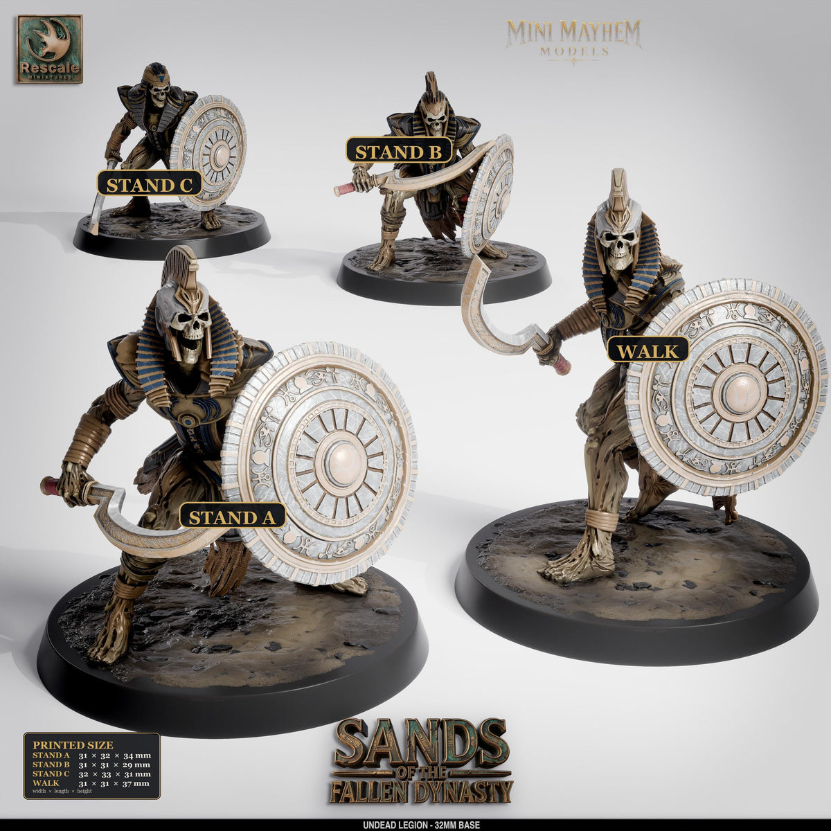 Undead Legion Sword and Shield Sands Dynasty | group photo | DND miniatures  Rescale Miniatures