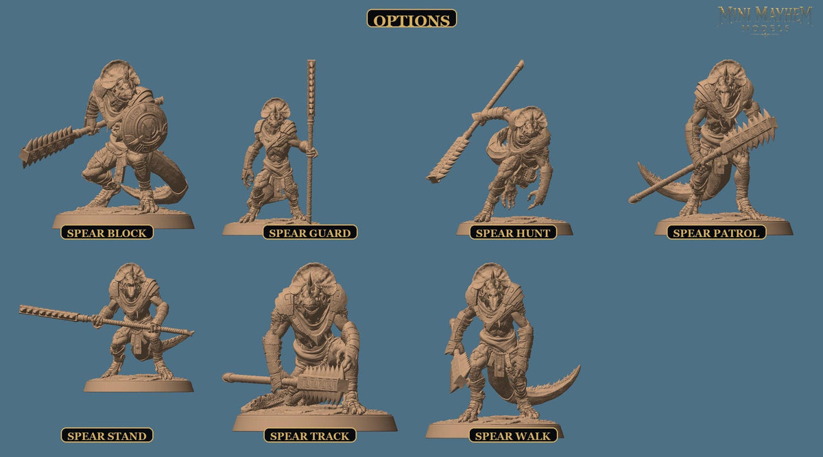 Lizardman Grimscale Spear Totem of the Scalewings | group photo | DND miniatures  Rescale Miniatures