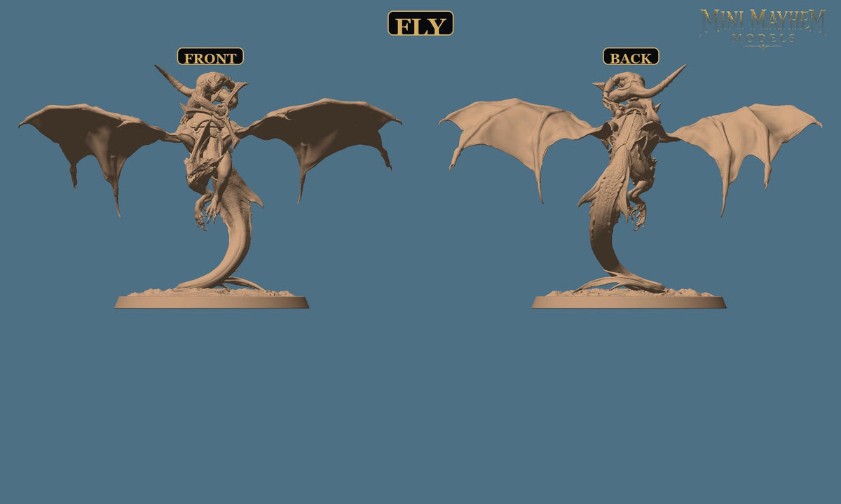 Zicoalt Dragon Rider Totem of the Scalewings | Option: Fly | front | DND miniature  Rescale Miniatures