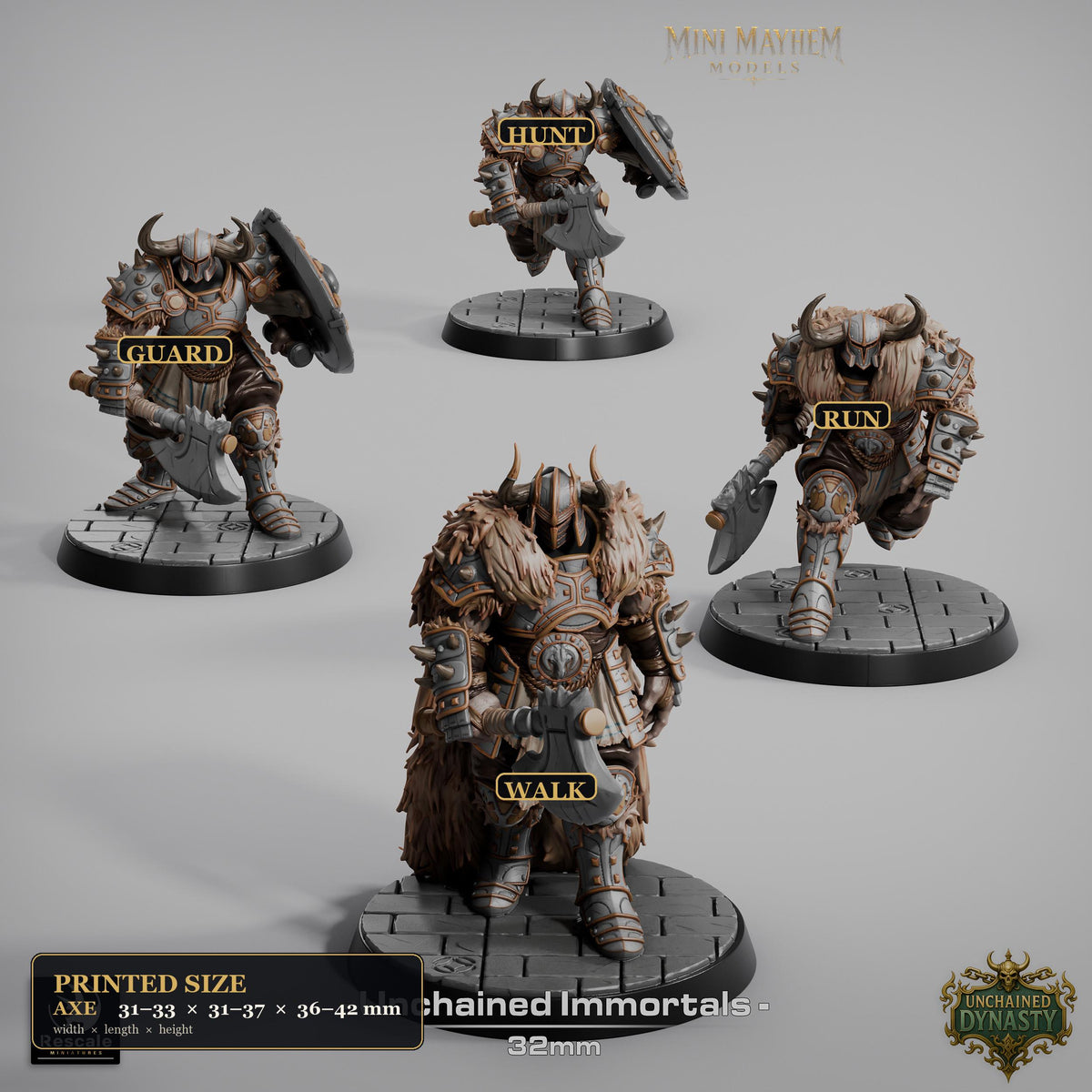 Unchained Immortal Axe Unchained Dynasty | group photo | DND miniatures  Rescale Miniatures