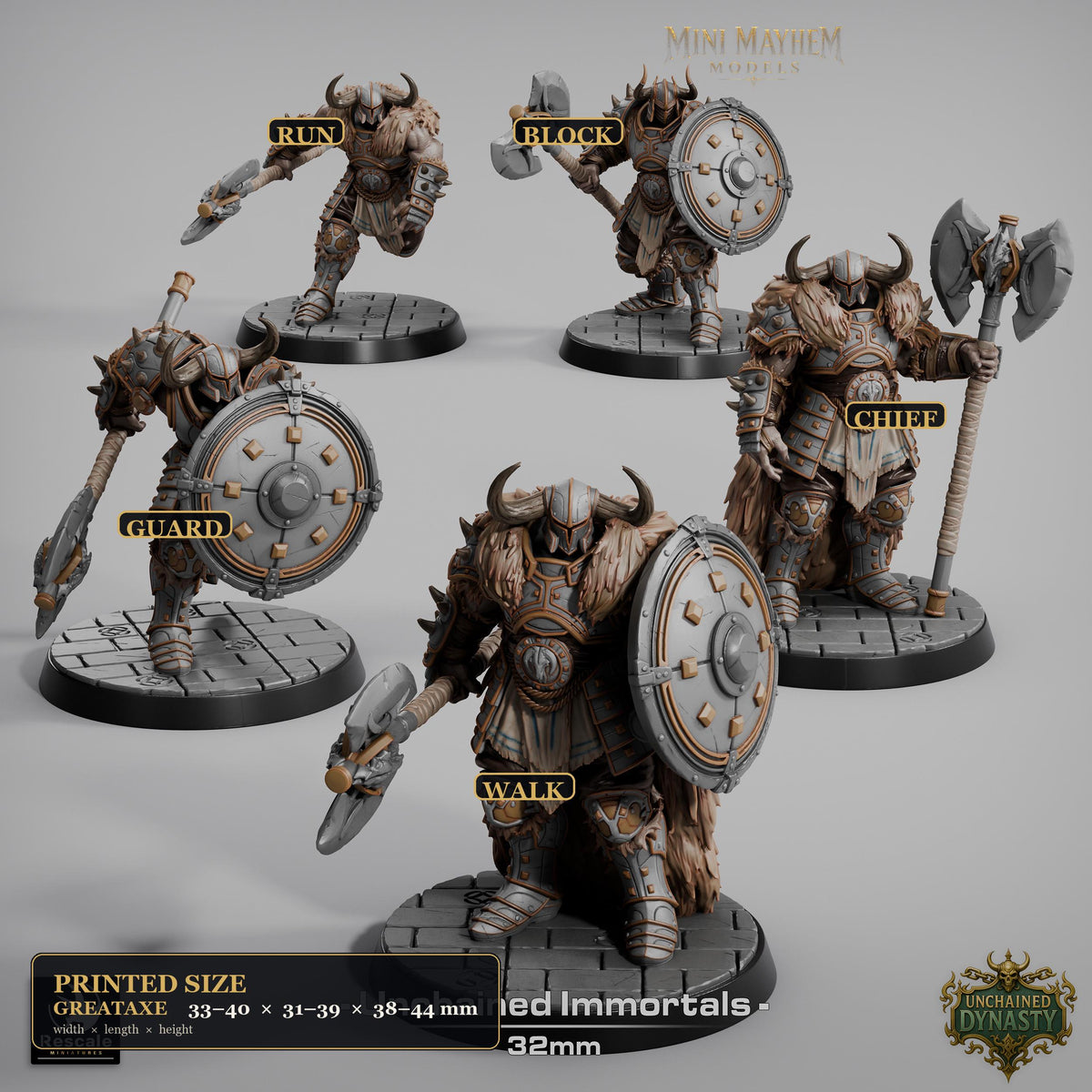 Unchained Immortal Greataxe Unchained Dynasty | group photo | DND miniatures  Rescale Miniatures
