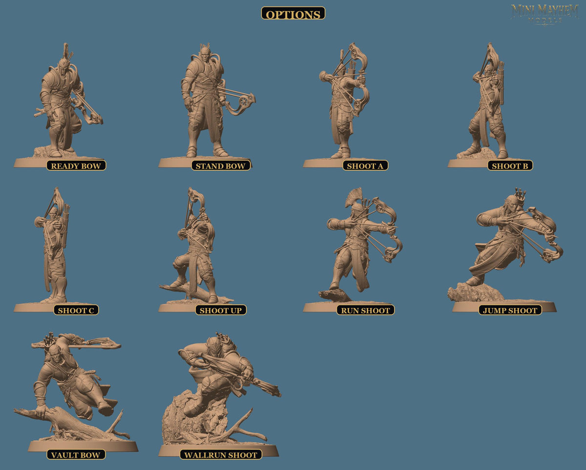 Moon Elf Sentinel Bow Warden of Lies | group photo | DND miniatures  Rescale Miniatures