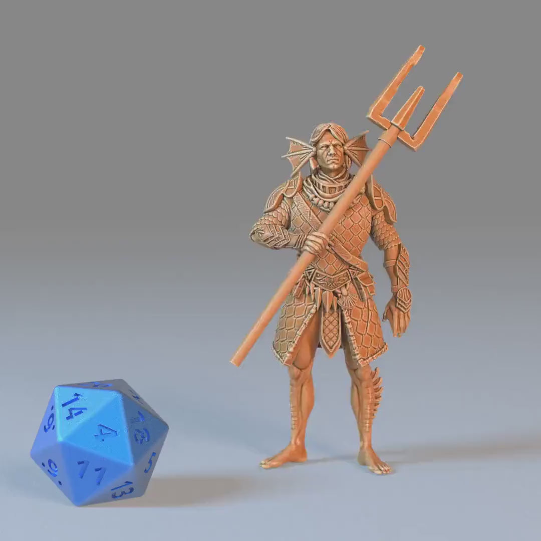 Triton Warrior Set of 3 DND Miniatures | Aquatic Journey | 28mm & 32mm Resin DND miniature video