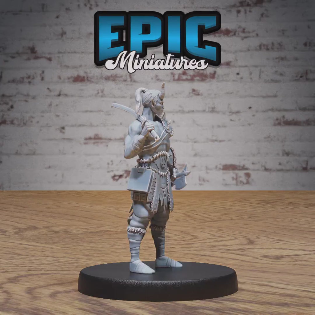 Tiefling Barbarian Set of 3 DND Miniatures | Infernal Heritage | 28mm & 32mm Resin DND miniature video