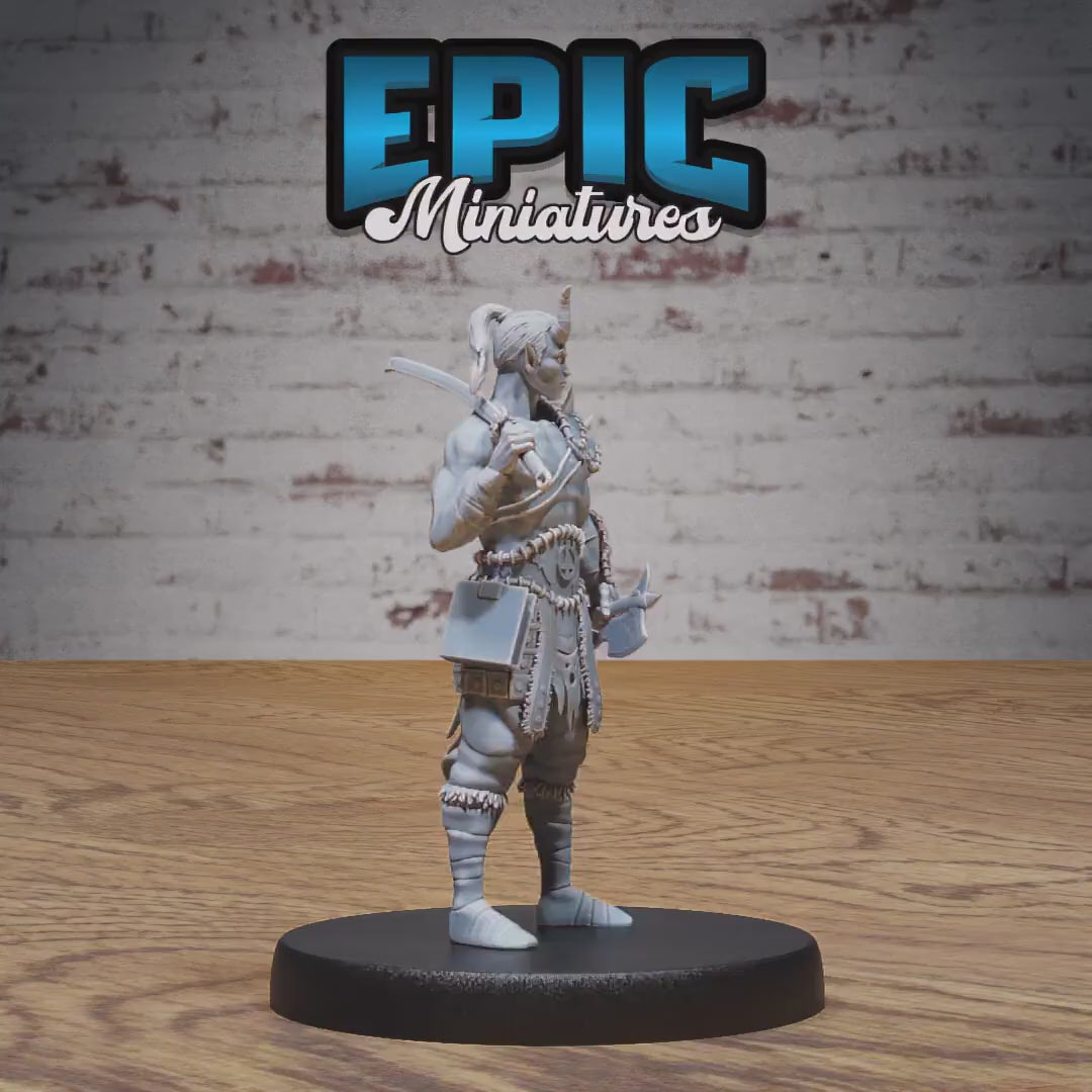 Tiefling Barbarian Set of 3 DND Miniatures | Infernal Heritage | 28mm & 32mm Resin DND miniature video