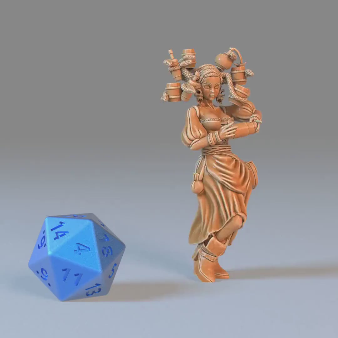 Gorgon Waitress Set of 3 DND Miniatures | Sunrise Tavern | 28mm & 32mm Resin DND miniature video
