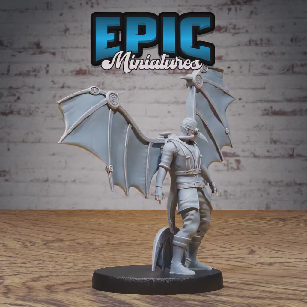 Winged Glider Pilot Levi Set of 3 DND Miniatures | Steam Inventions | 28mm & 32mm Resin DND miniature video