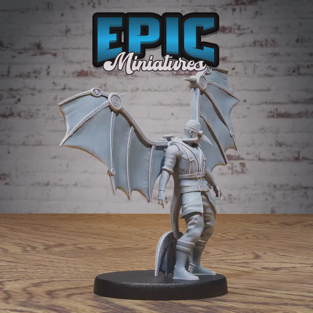 Winged Glider Pilot Levi Set of 3 DND Miniatures | Steam Inventions | 28mm & 32mm Resin DND miniature video