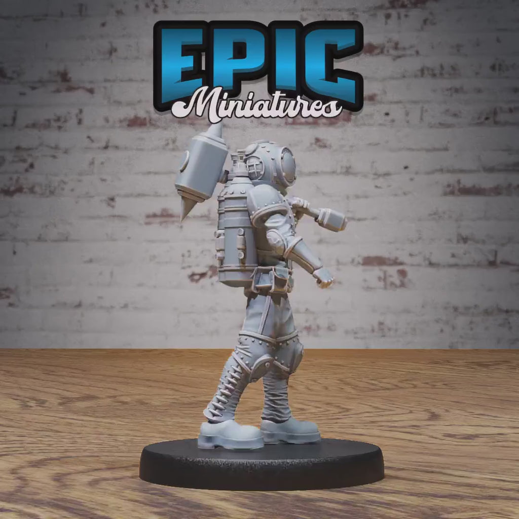 Pressure Diver Set of 4 DND Miniatures | Steam Inventions | 28mm & 32mm Resin DND miniature video