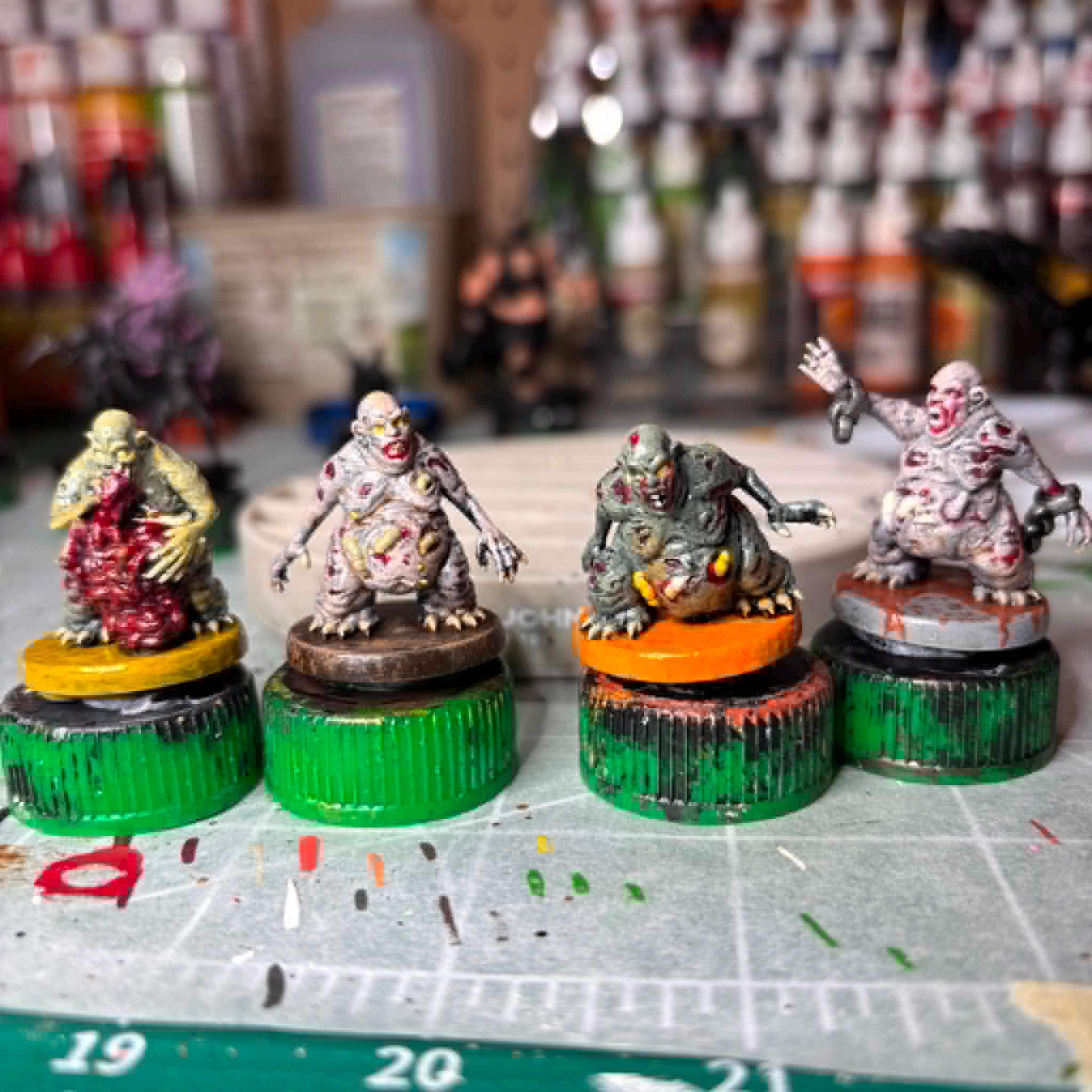 Customer-painted Mane Demon miniatures from an Etsy order